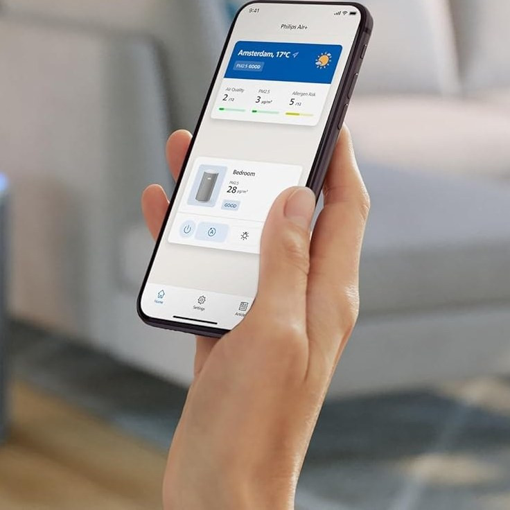 دستگاه تصفیه هوا فیلیپس مدل AC3220/10 با فیلتر HEPA و کربن فعال مناسب برای ۱۳۵ متر مربع